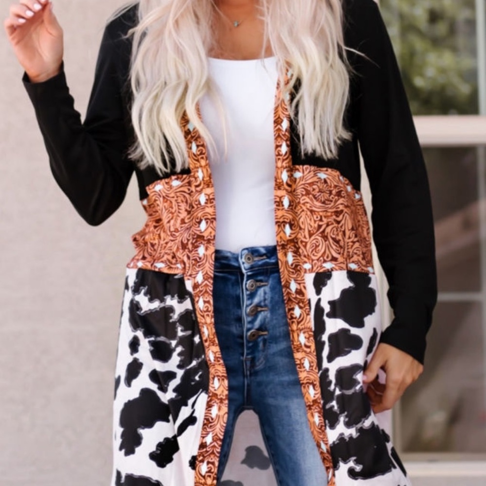Western long cardigan